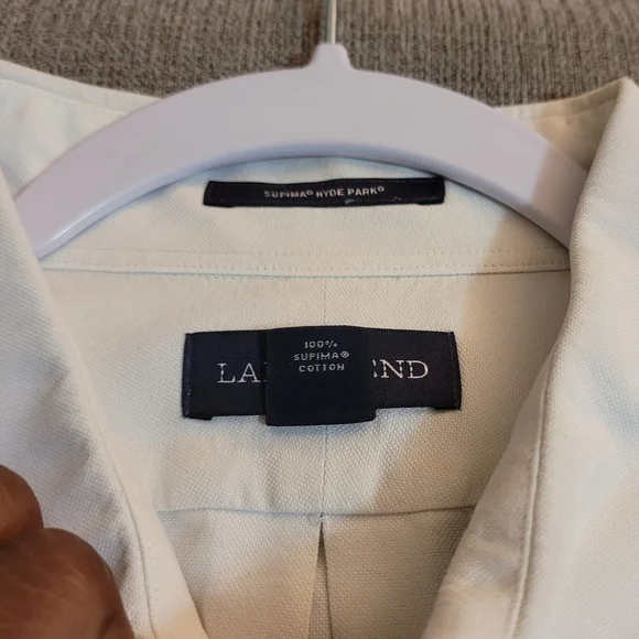 Lands' End Supima Cotton Hyde Park Tailored Fit Button Down Shirt 17 1/2-34 - Picture 5 of 6